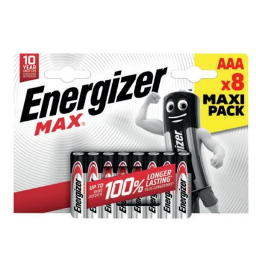 ENERGIZER MAX BATTERIA ALKALINA AAA MINI STILO MAXI PACK CONF 8 Pz.
